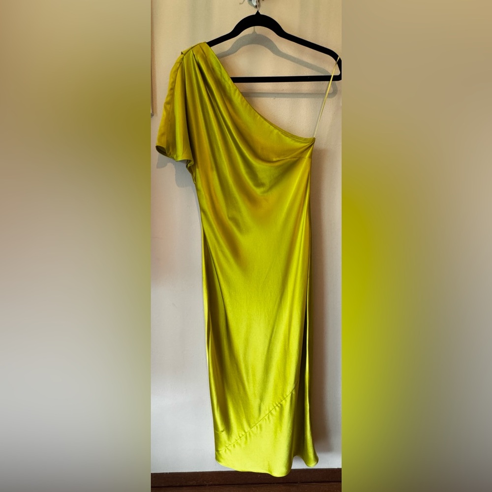 FLEUR DU MAL Elegant Silk One-Shoulder Dress, size 4, NWT